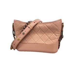 Chanel Gabriel Shoulder Bag Chain Leather Pink Gold Women's